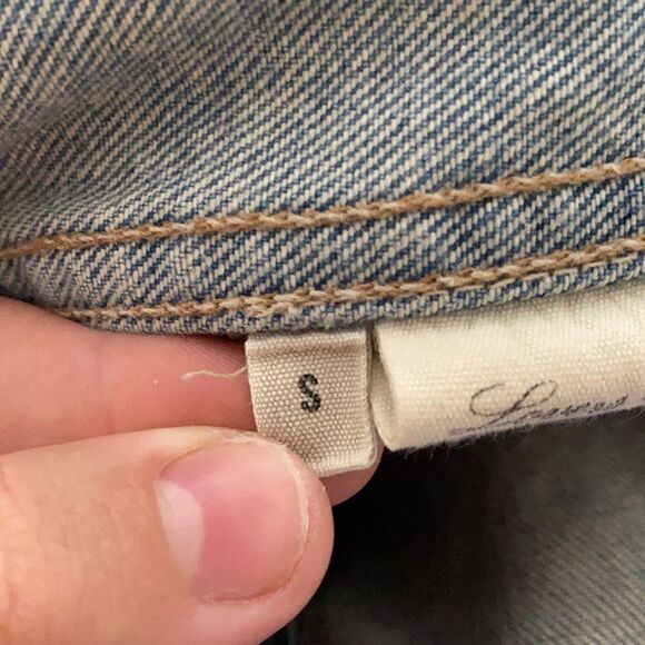 Lovers + Friends Factory Extensive Distressed Ripped Blue Denim Jacket Modern - Picture 15 of 16